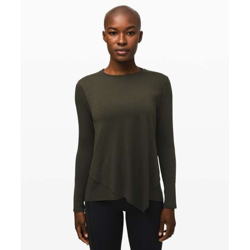 Lululemon Shirt Womens 12 Green Asymmetrical Hem Long Sleeve Sweetest Day Top